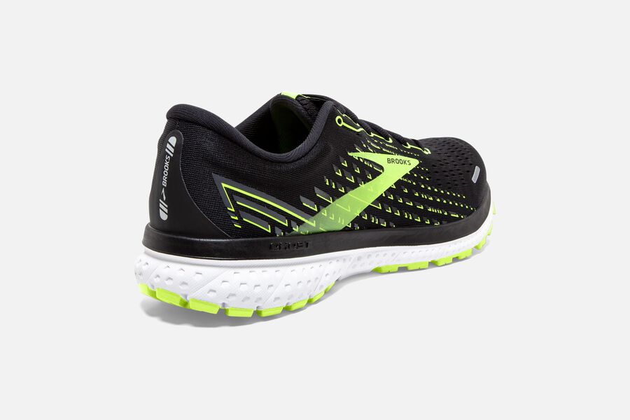 Ghost 13 Road Brooks Running Shoes NZ Mens - Black/Green - HQFRPM-362